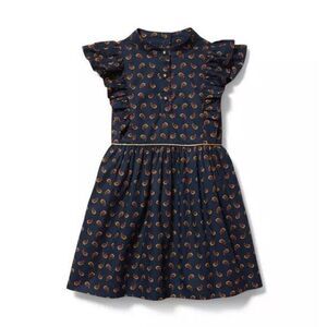 Janie & Jack Toddler Girl Navy Blue Ruffled Paisley Dress